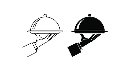 Hand lifting silver and black serving dome lid © MOHAMMAD ALI