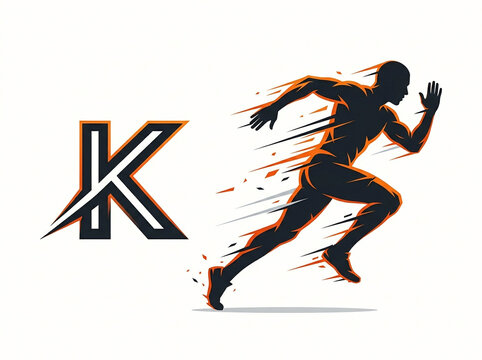 A dark silhouette of a runner in motion with orange highlights.