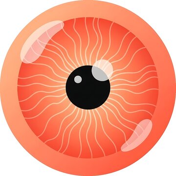 Abstract illustration of a red bloodshot human eye with dilated pupil.