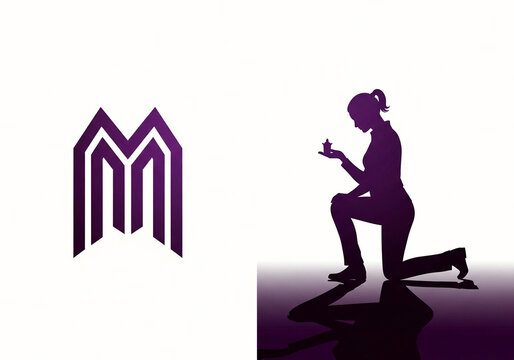 Silhouette of a kneeling athlete holding a mobile device