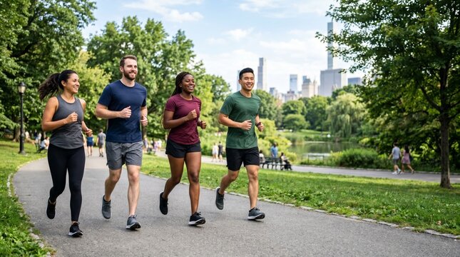 Grupo de corrida ao ar livre