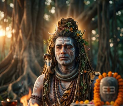 Lord Shiva in Sacred Forest &ndash; Ancient Nature Spirituality
