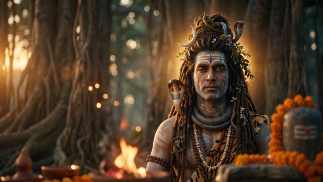Lord Shiva in Sacred Forest &ndash; Ancient Nature Spirituality