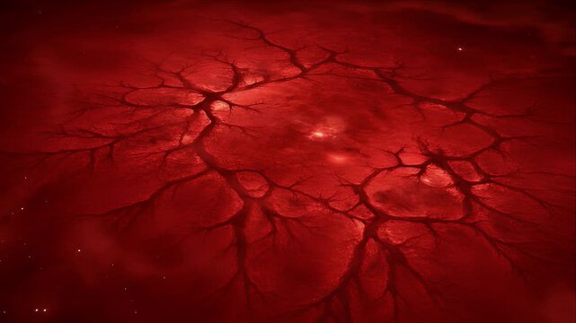Space red nebula space cosmic abstract galaxy glowing dust cloud deep branch pattern like cosmic river silent mysterious universe surreal sky deep space fantasy cosmos background star field glowing