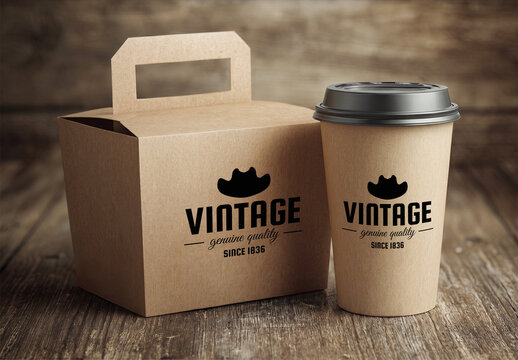 Takeout Box and Coffee Cup Mockup