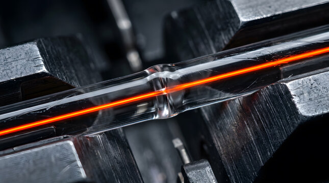 fiber optic fusion splice macro | high speed internet cable connection | telecommunications infrastructure technology | optical fiber light transmission