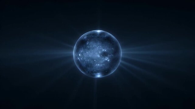 Space Neutron star pulsar deep dark space glowing sphere cosmic light rays astronomy astrophysics cosmic universe galaxy orbit rotation energy glow night sky dark background subtle rotating beam