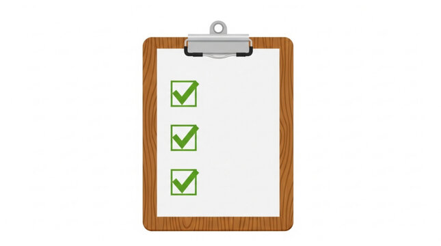 Wooden clipboard with checklist and green check marks vector illustration
