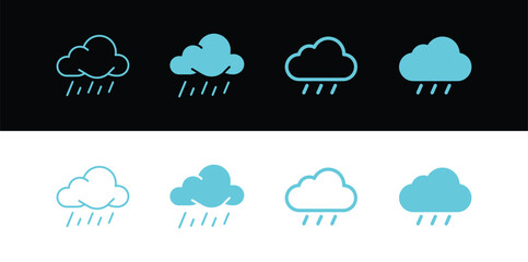 Obraz premium Weather icons with rain clouds in different styles and colors