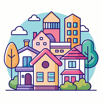 Colorful illustration of a residential property community