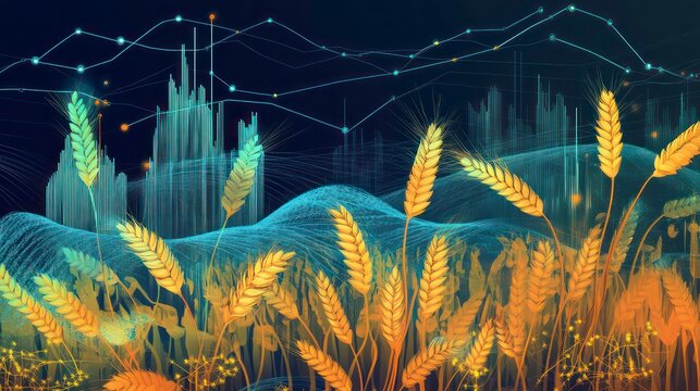 Wheat Prices and Agricultural Commodity Market Analysis. Charts, Graphs, and Data Visualization.