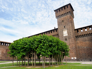 Fototapeta premium Castello Sforzesco, medieval castle in Milan, Italy