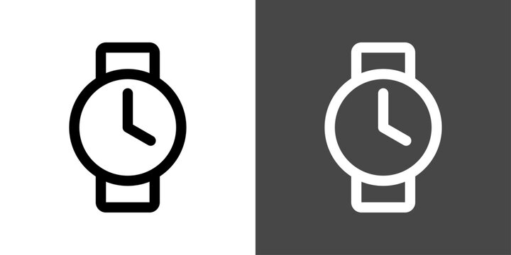 シンプルな腕時計のアイコン　4時　16時