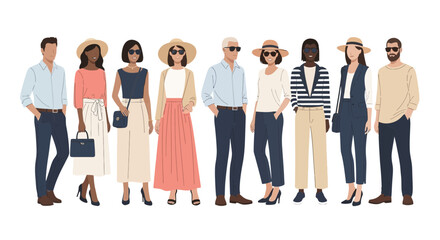 Obraz premium Fashionable People Illustrations for Casual Outfits