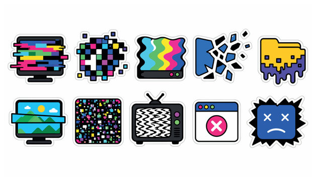 Glitch icons on screen.