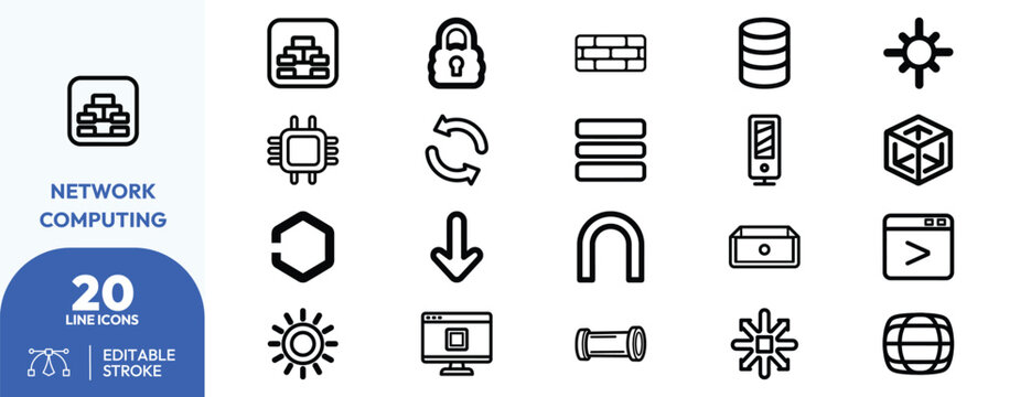 Minimalist Network Computing Line Graphic Design Vector Collection.