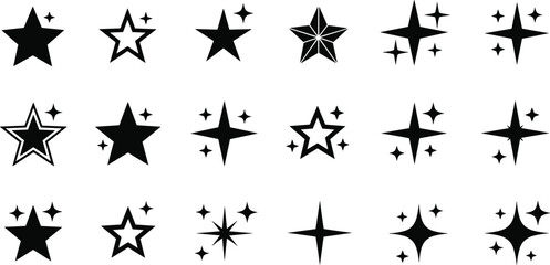 Fototapeta premium Black and white star and cross symbols arranged in three rows of six black star black cross d