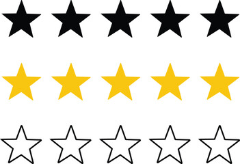 Fototapeta premium A collection of star ratings in various colors and styles for evaluation and feedback purposes