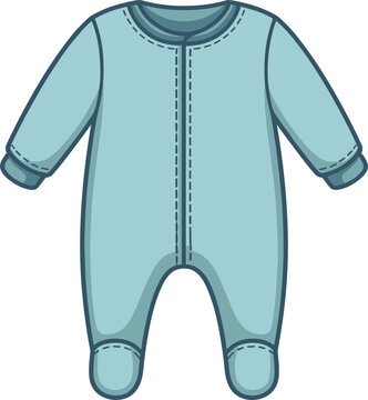Cute blue baby sleepsuit vector illustration, infant footed romper onesie icon, isolated newborn pajamas clothes on white background