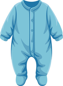 Cozy blue newborn baby romper vector illustration, infant buttoned sleepsuit onesie apparel isolated on white background web icon