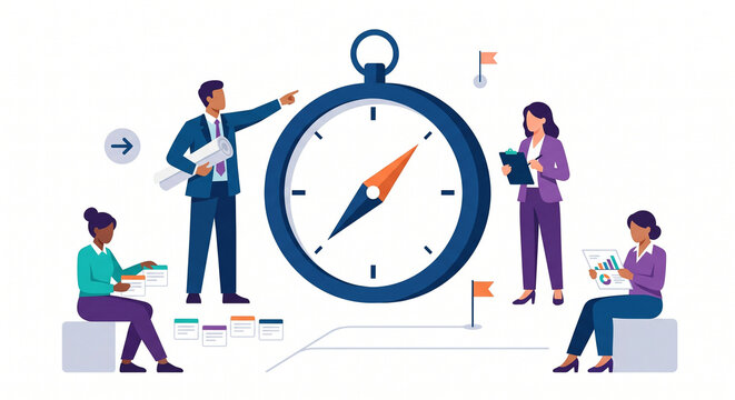 Time Management and Project Deadline Control Illustration
