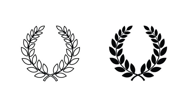 Laurel wreath icon in classic black and white