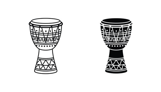Traditional hand drum with geometric patterns
