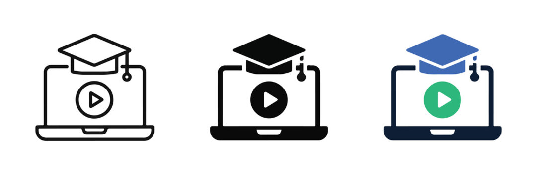 Online Course Learning Platform Icon Vector