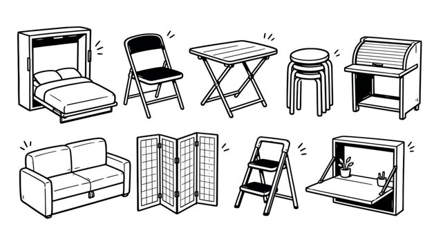 Furniture objects for interior design.