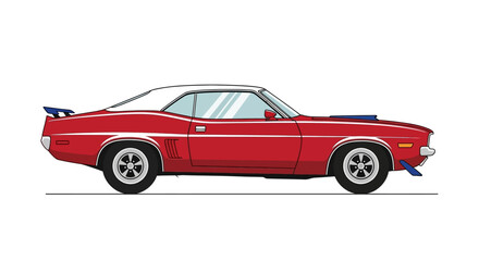 Naklejka premium Red Classic American Muscle Car Side.