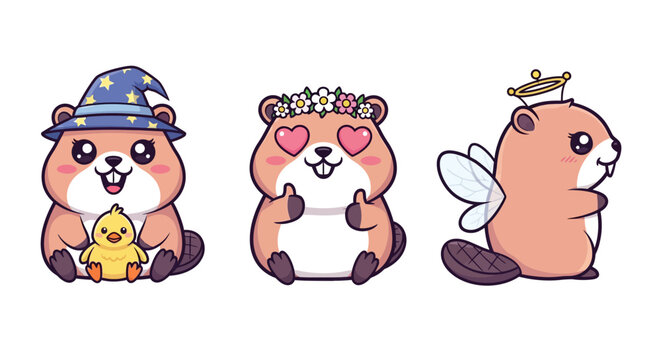 Cute Hamster Characters in Various Costumes and Poses.