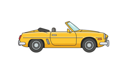 Fototapeta premium Yellow Convertible Sports Car Side View.