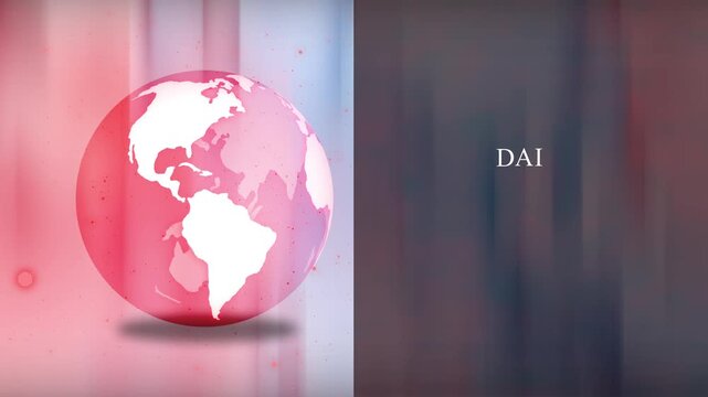Stylized globe left daily news text right on blurred split background animation, modern broadcast graphic