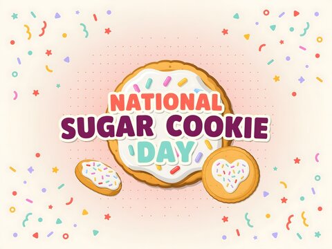Colorful national sugar cookie day celebration design with confetti