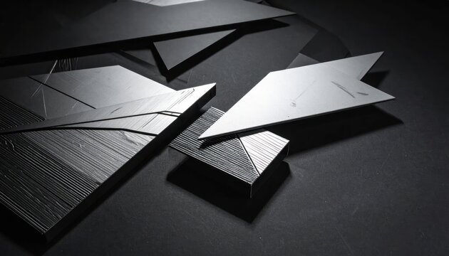 Dark geometric abstract marble tiles on black background.