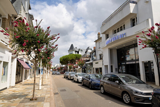 La Baule, France, July 20, 2025: historic town center of La Baule, Brittany, in summer