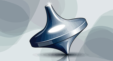 Fototapeta premium A shining metallic spinning top on an abstract background.