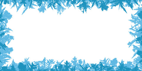 Obraz premium Winter Frost Border Background with Ice Crystals, Frozen Glass Frame, Snow Texture and Cold Seasonal Design Vector