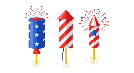 Fototapeta premium Festive 4th of july fireworks celebrating independence day in the usa with patriotic explosions