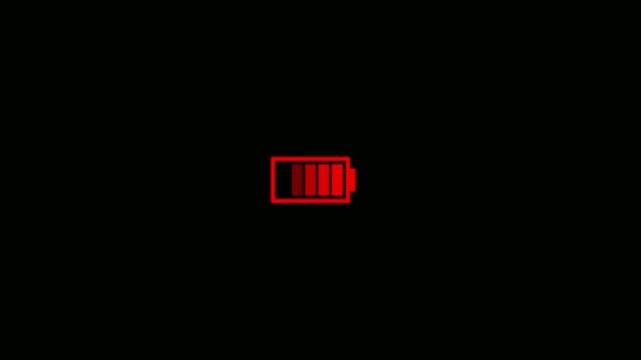 Battery Level Indicator Icons Progressing From Full To Empty On Black