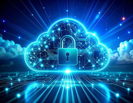 padlock and binary code