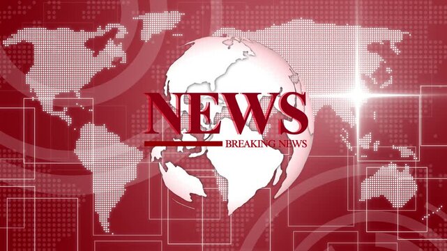 News background with globe and world map silhouettes animation