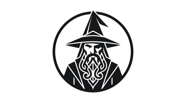 Illustration of a wise old wizard in a hat and robe