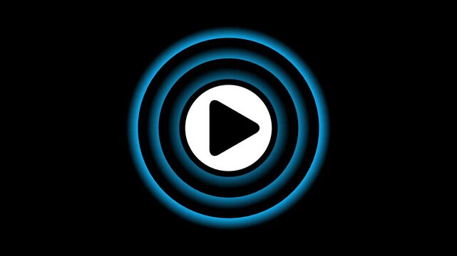 A video play button icon with blue concentric circles on a black background.  The simple yet effective design of the icon ensures that it will grab the user's attention and provide a clear indication.