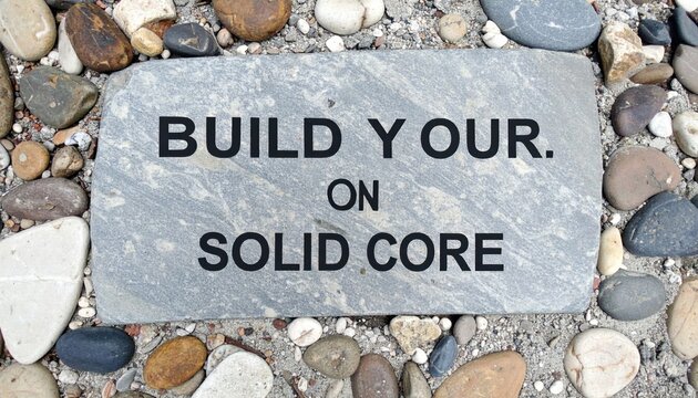 Build Your Foundation On Solid Core Engraved Stone Amidst Natural Pebbles