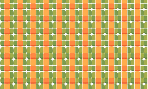Seamless Mid Century Bauhaus Pixel Tile Pattern Avocado Orange