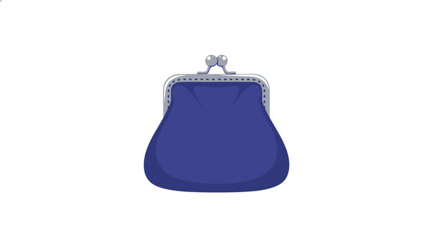 Simple cartoon illustration of a traditional dark blue classic clasp coin purse isolated on clean white background.