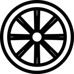 Obraz premium Abstract circular emblem with radiating spokes and outer ring, simple graphic symbol