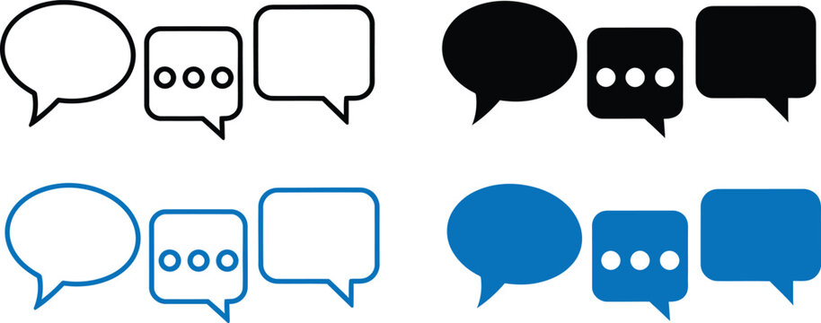 speech bubbles icons in various styles and colors
