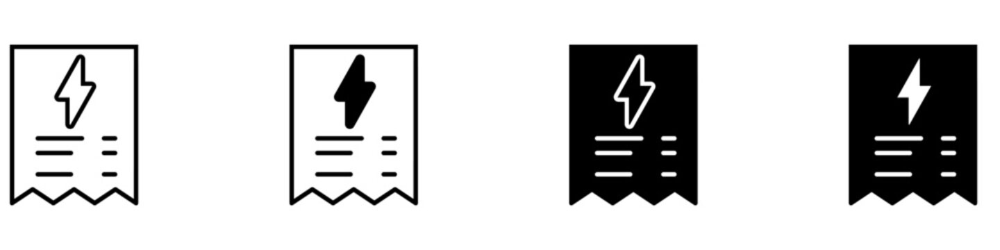 Electricity bill icon vector. Utility payment illustration sign. Energy invoice symbol. Billing document logo or mark.
